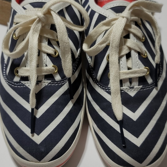 KATE SPADE KEDS FALL PREPPY COASTAL GRANDMA CASUAL NAVY BLUE STRIPES SNEAKERS  7 - Picture 14 of 16